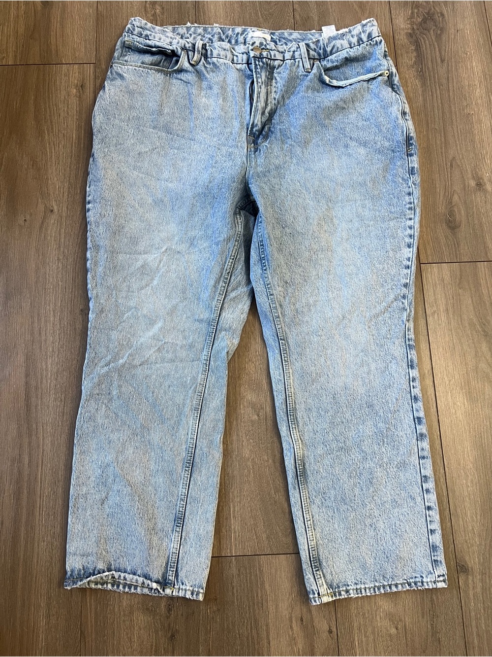 Good American Stonewash Relaxed Straight Jeans size 16